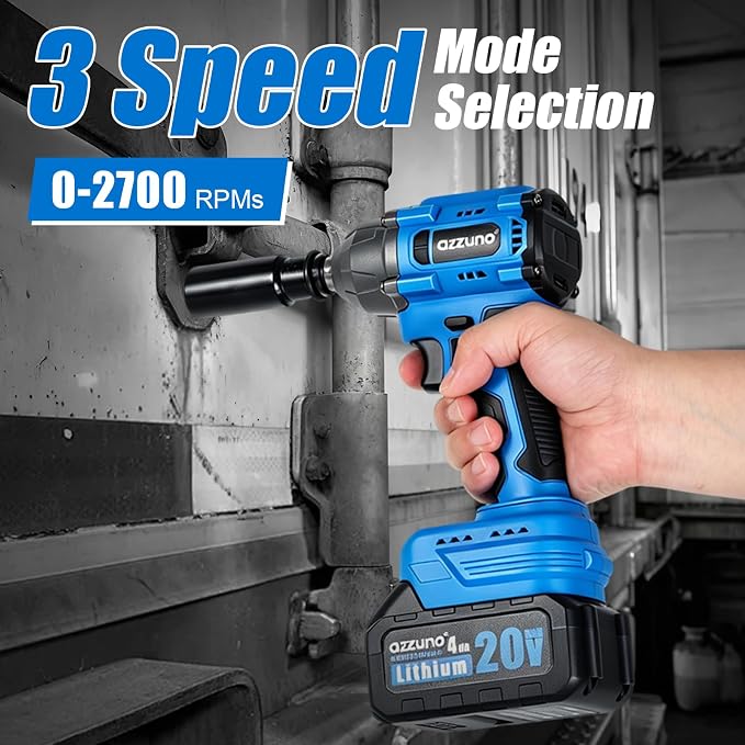 Impact Wrench, 1/2" Impact Gun,Power Impact Driver Torque 500N.m (369 Ft-lbs),20V Cordless Impact Wrench with 4.0Ah Battery,Charger, 25Pcs Bits & Sockets, Electric Impact Wrench for Home/Car