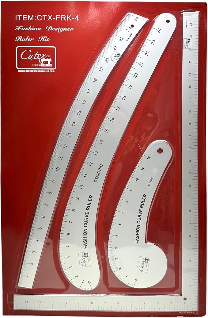 Cutex Fashion Designers Ruler Kit - French Curves, L-Square, Curve Stick