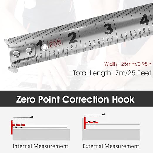 6 Pack 25FT Tape Measurement Stainless Steel Retractable Measuring Tape Double Side Scale with Laser Measure for Household Agricultural Industrial Woodworking (6)