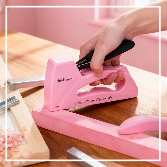 Pink Staple Gun for Crafting Projects, Light Duty Staple Gun for Wood with 1600pcs JT21 Staples 1/4, 5/16, 3/8 inch, Fabric Stapler Gun for Crafts, Bulletin Board Stapler for Teachers