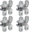 Murtenze 4 Pack Hidden Hinges, 1.77" Stainless Steel Cross Invisible Swing Hinges, 180 Degree Concealed Cross Hinge for Kitchen Cabinet Door