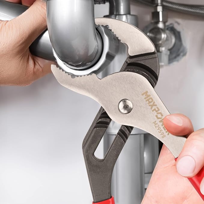 MAXPOWER 12 inch Groove Joint Pliers, Quick Adjustable Serrtated V Jaw Tongue and Groove Pliers