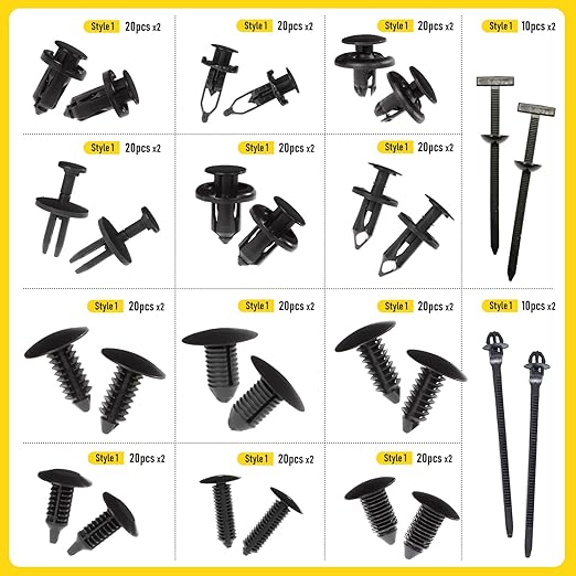 2Sets 260PCS Car Bumper Retainer Clips Kit - Auto Plastic Rivets & Push Fasteners Set, Most Popular Sizes for Door Trim, Panel, Fender - Compatible with GM, Ford, Toyota, Honda, Chrysler