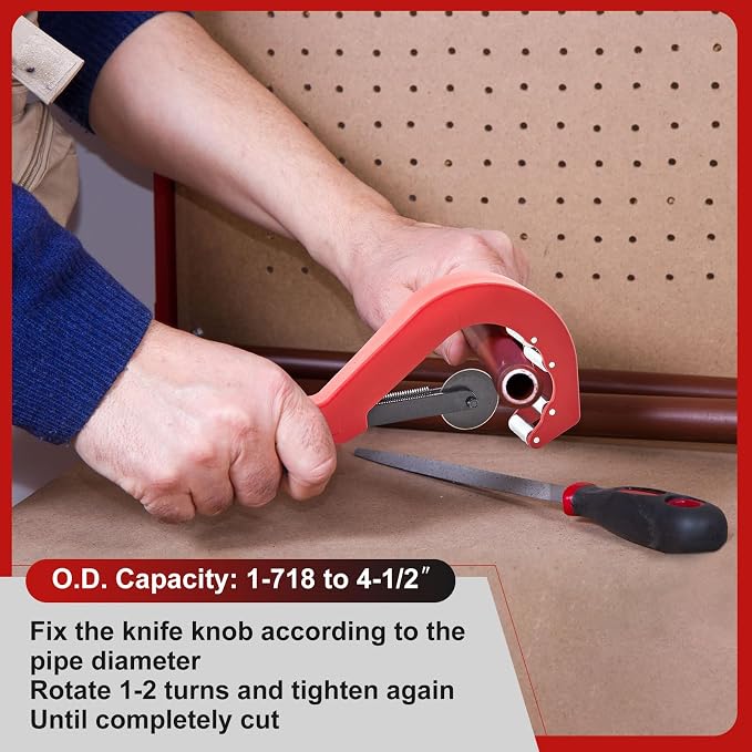 Teenyyou Heavy Duty Tubing Cutter for Plastic Pipe 1-7/8 to 4-1/2" Manual Aluminum Pipe Cutter Tool with Blade for Cutting Plastic PPR PE Tubes