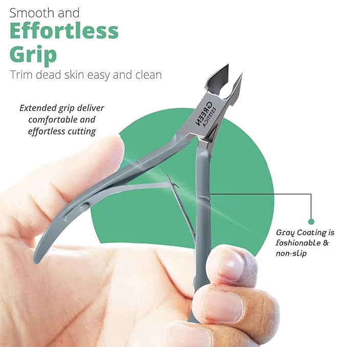 Professional Cuticle Trimmer Nail Cuticle Cutter Stainless Steel Cuticle Nippers with Sharp Blades Double Spring Manicure Tools for Nail Care Pedicure Home Spa (Gray - Pusher Included)