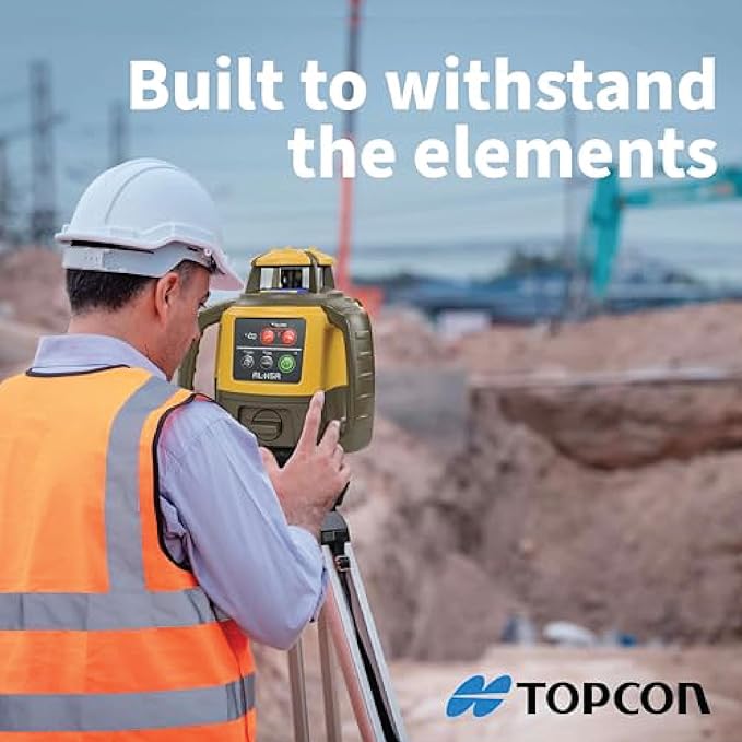 Topcon RL-H5A Laser Transit Leveler Kit - LS-80X Rotary Laser Receiver with Rod Bracket - 36-60in Precision Level 360 Laser Tripod - 13ft Fiber Rod Level Tool with Tenth Increments for Construction