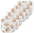 Lunarable Cinnamon Chair Seating Cushion Set of 6, Floral Pattern with Floating Tasty Rolls Dessert Bakery Themed Pattern, Anti-Slip Seat Padding for Kitchen & Patio, 16"x16", Sand Brown Champagne