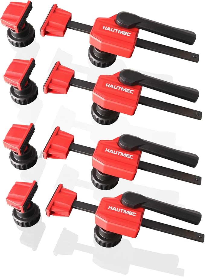 HAUTMEC 3/4" Bench Dog Clamp, Quick-Release Hold Down Clamps for 19mm Dog Holes, 170 Lbs Clamping Force, Adjustable Bench Clamps for Woodworking, Assembling, Gluing, 4 Pack - HT0276