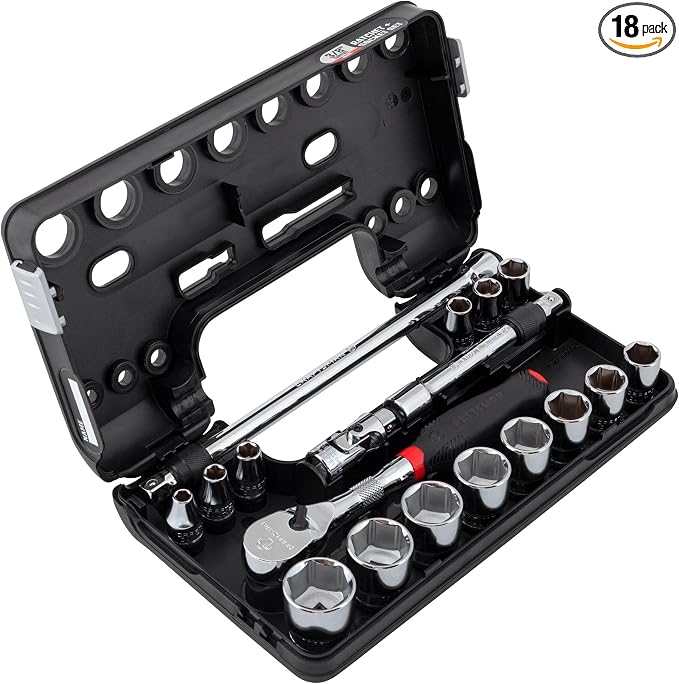 CRAFTSMAN V-SERIES Socket Set, Shallow SAE, 3/8 Inch Drive, 18 Piece (CMMT45752V) | CMMT45752V