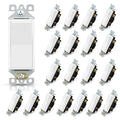 ELEGRP 3 Way Decorative Light Switch, 15Amp, 120-277 Volt, AC Decorator Rocker Paddle Wall Switch Replacement, Self-Grounding, Residential and Commercial Grade, UL Listed (20 Pack, Glossy White)