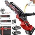 Mini Chainsaw Cordless, 8 Inch & 6 Inch Electric Chainsaw Battery Powered, 1000W Brushless Handheld Power Chain Saw with 2 Batteries, Small Tree Saw for Branch Trimming Wood Cutting