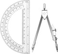 Students Geometry Math Set, Drawing Compass and 6 Inch Transparent Swing arm Protractor 180 Degree Math Protractor (Transparent)
