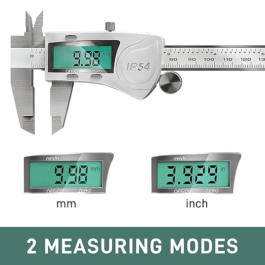 Digital Caliper Measuring Tool, IP54 Waterproof Electronic Micrometer Caliper, Stainlee Steel Vernier Caliper Measuring Tool with Large LCD Screen, Inch Metric Conversion, 6 Inch for Household/DIY