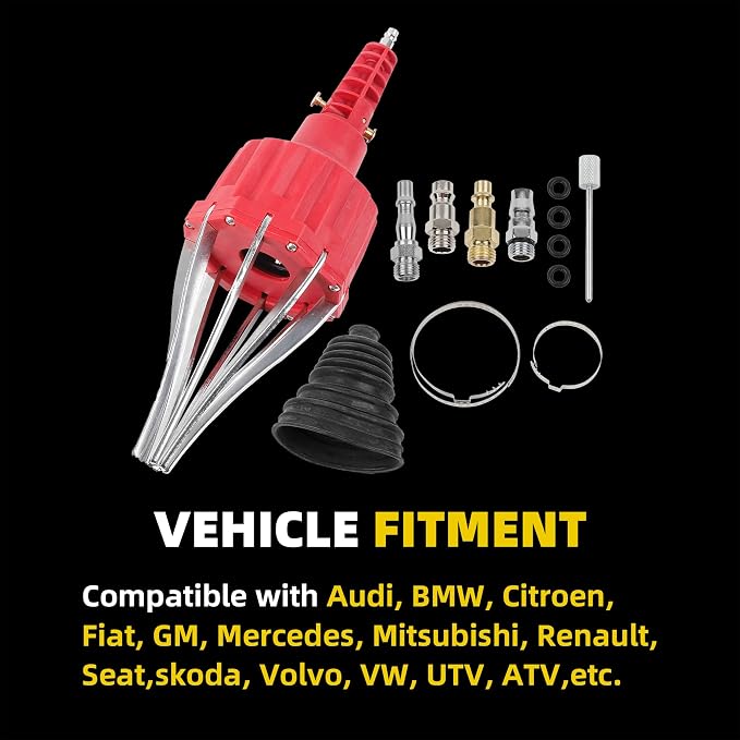 Dasbecan Upgraded Pneumatic CV Boot Expander Tool, CV Boot Installation Kit | Universal CV Boot Spreader for BMW UTV ATV, Basic Kit Includes 1 Boot and 2 Clamps, 4 1/4" NPT Air Hose Nipple