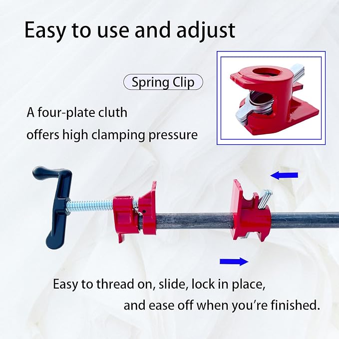 1/2"PIPE CLAMP FIXTURE,Heavy Duty Cast Iron Quick Release Pipe Clamps for Woodworking, Carpentry, Home Improvement, and DIY project.(1/2",6pack)