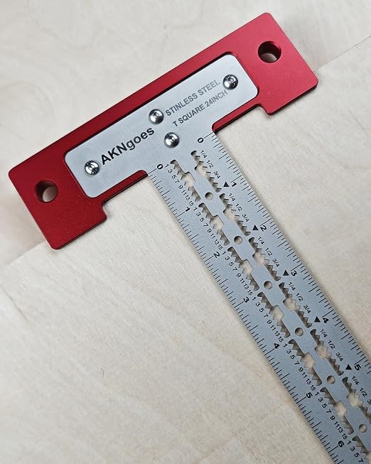 Precision Scriber T Square Ruler, T Square with Support Lips, Built in Scribe Notches, Stainless Steel Architect Ruler for Carpenter Work, Layout and Measuring Tools - 12inch