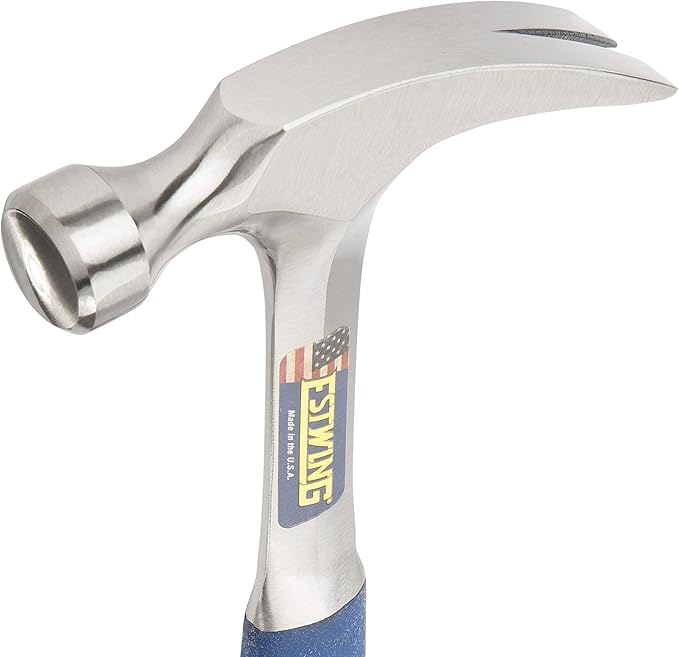 ESTWING Hammer - 12 oz USA Made Straight Rip Claw Hammer with Smooth Face & Shock Reduction Grip - E3-12S