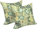 LVTXIII 2 Pack Outdoor Pillows 18x18 Inch, Square Throw Pillows with Inserts, Decorative Water-Repellent Pillow Cushions for Patio Furniture and Garden Sofa, Green Rose