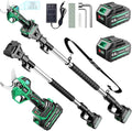 2.5" Cutting Diameter, 2-in-1 Pole Electric Pruning Shears - Brushless Motor, 15ft Reach,21V Dual 4.0Ah Batteries, Extra Sk7 Blade, Stainless Steel Pole, 2 Modes Adjustable for Tree & Flower