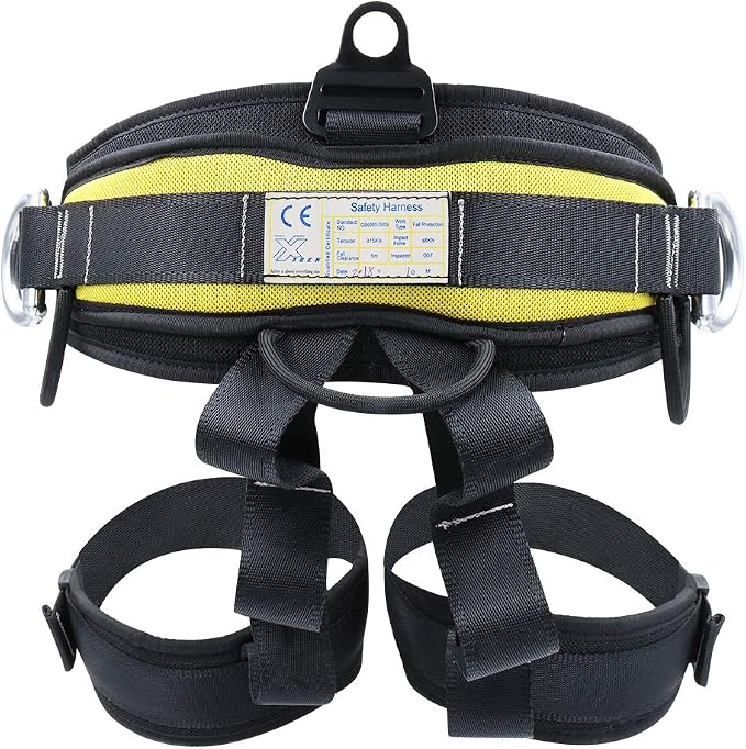 X XBEN Thicken Climbing Harness, Protect Waist Safety Harness Gear, Wider Half Body Harness for Roofing Fire Rescuing Rock Climbing Rappelling Tree Climb