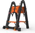 SINMEIRUN Telescoping Ladder, 16.5 FT, A Frame, Aluminum Extension Ladder, 330 lbs Capacity, Collapsible Multi-Purpose Ladder for Home, Roof and RV; Orange