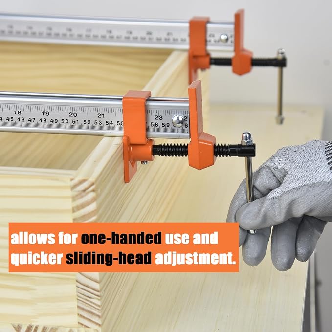 FEIRONG Heavy Duty 24" Bar Clamps 2-Pack - Professional Grade, Quick-Release, 330LB Load Limit, Built-in Ruler, 90° Angled Jaws for DIY Woodworking & Cabinet Installation | Fits 20.5" Work Range