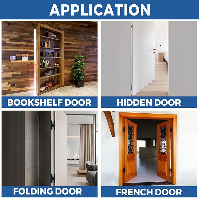 TamBee Concealed Hinge Hidden Door Hinges for Secret Door - Silver, 3 Way Adjustable, Zinc Alloy, Concealed for Hidden Door, Bookcase Door and Secret Doors 7 Inch (1 Hinge)