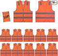 Orange Safety Vests 10 Pack,Reflective High Visibility Construction Working Vest for Men,Woman,Pockets,Hi Vis Mesh and Neon Silver Strip