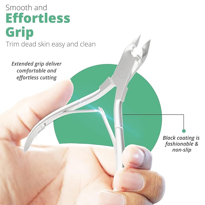 Professional Cuticle Trimmer Nail Cuticle Cutter Stainless Steel Cuticle Nippers with Sharp Blades Double Spring Manicure Tools for Nail Care Pedicure Home Spa (Silver - Pusher Included)