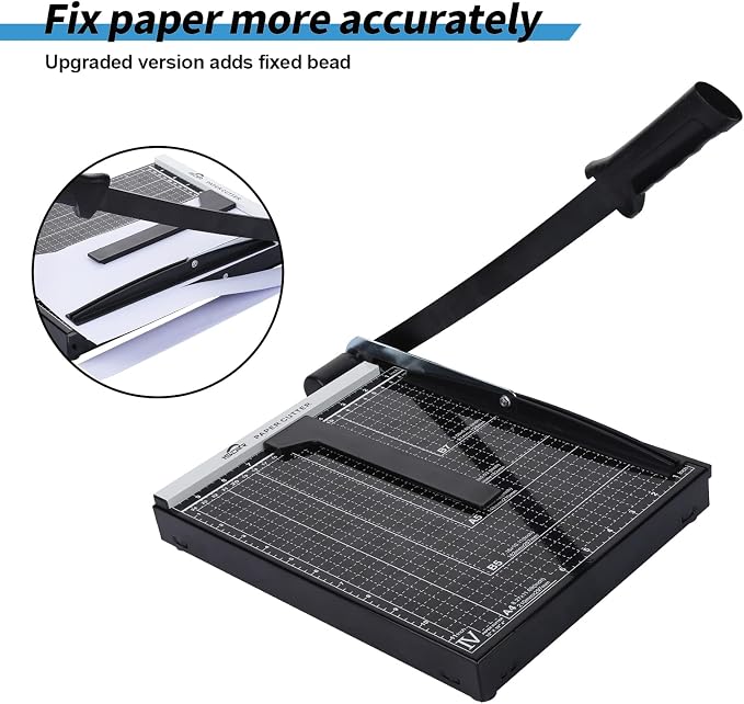 ISDIR Guillotine Paper Cutter 12" with Integrated Pressure Bar – Heavy Duty Metal Base, 15 sheet Capacity, Magnetic Guide & Safety Guard – Precision Trimmer for Cardstock, Crafts, DIY, Photos & Office