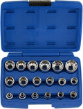 NEIKO 02488A 3/8" Drive Universal 6 Point Metric Socket Set, 18 Piece Universal Mechanic Spline & SAE, Cr-V Steel Low Profile, Spline Bit, 3/8