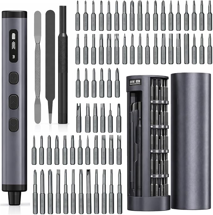 Mini Electric Precision Screwdriver Set, 78 in 1 Cordless Repair Kit with OLED Display, USB-C Rechargeable, 72 S2 Steel Magnetic Bits for Phone, Laptop, Watch & Electronics Repair