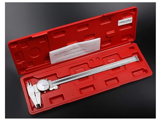 Accusize Industrial Tools 12'' by 0.001''/300mm by 0.02mm Dual Needle Precision Dial Caliper,Imperial/Metric, P920-S232