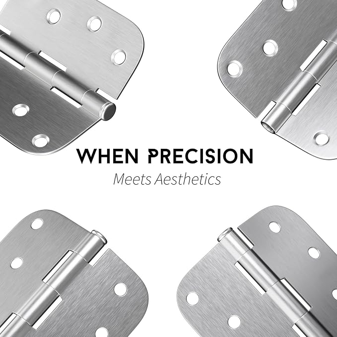 goldenwarm 18 Pack 4 inch Brushed Nickel Door Hinges Satin Nickel Exterior Door Hinges - Residential Hinges for Interior and Exterior Doors, 5/8" Radius Corners, Iron