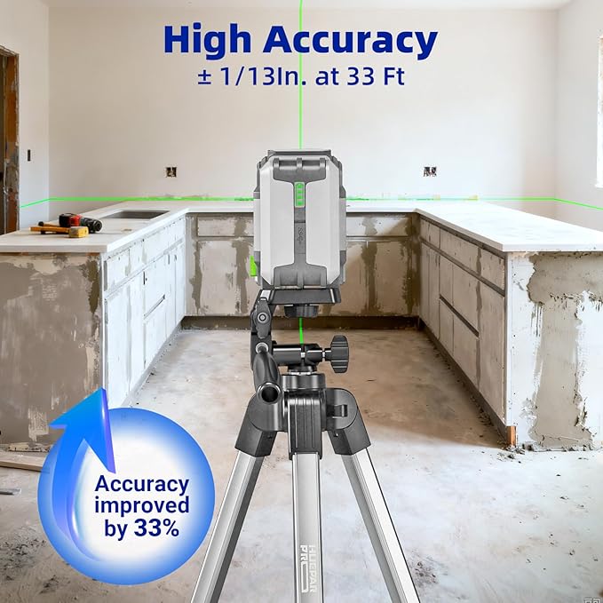 Huepar Pro Laser Level with 55in Tripod, 150Ft Self Leveling Lazer Leveler Tool with Pulse Mode (200Ft), Rechargeable, Switchable Green Cross Lines for Picture Hanging, Tile, DIY/Construction Project