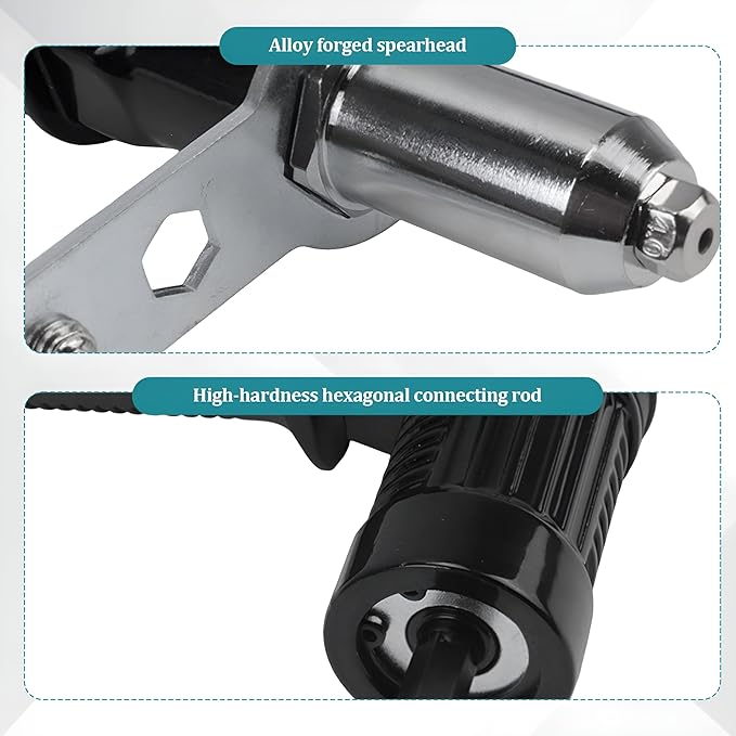 Car Pop Rivet Gun Adapter Kit, Vehicle Electric Power Rivet Drill Attachment with 2.4mm/3.2mm/4.0mm/4.8mm 4 Rivets Heads, Auto Cordless Power Drill Adaptor Kit, Universal Fit