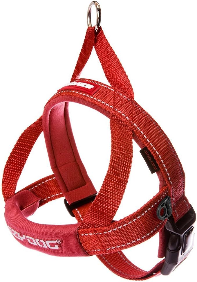 EzyDog Quick Fit Dog Harness, Soft Neoprene Padding - Small, Red | Fast One-Click Buckle, Adjustable Fit, Strong Reinforced Materials, Reflective Stitching, No Pull Dog Harness, Easy Walking