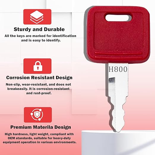 10Pcs H800 Ignition Key for John Deere Hitachi Kioti Excavator Case Dozer Fiat Tractors, AT194969 AT147803 4286465