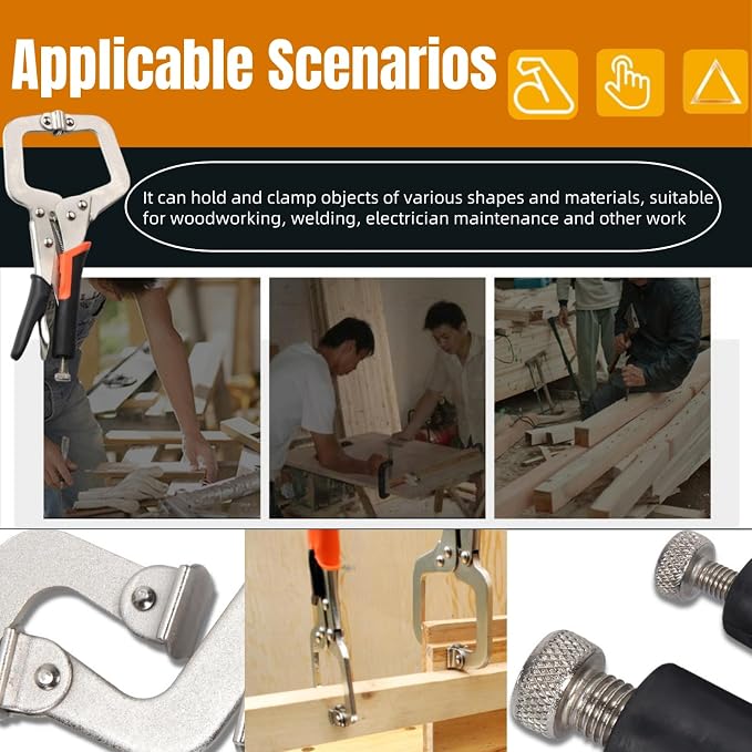 6 inch C Clamp Locking, 10Pcs Heavy Duty Welding Clamps Pliers Set Vise Grip Clamps with Swivel Pad for Electrician Maintenance, Wood Working, Welding and Craftsmen Home Workshop