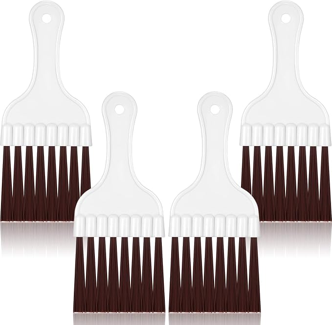 Boao 4 Packs Coil Brush Air Conditioner Condenser Refrigerator Cleaning HVAC Coil Cleaner Small Plastic Whisk Brush (Brown)