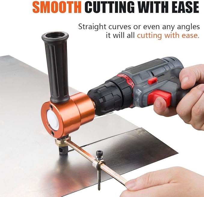 Dicfeos Double Head Sheet Metal Cutter, Versatile Nibbler Drill Attachment for Straight Curve and Circle Cutting, Maximum 14 Gauge Steel, Perfect for Home DIY and Car Repair