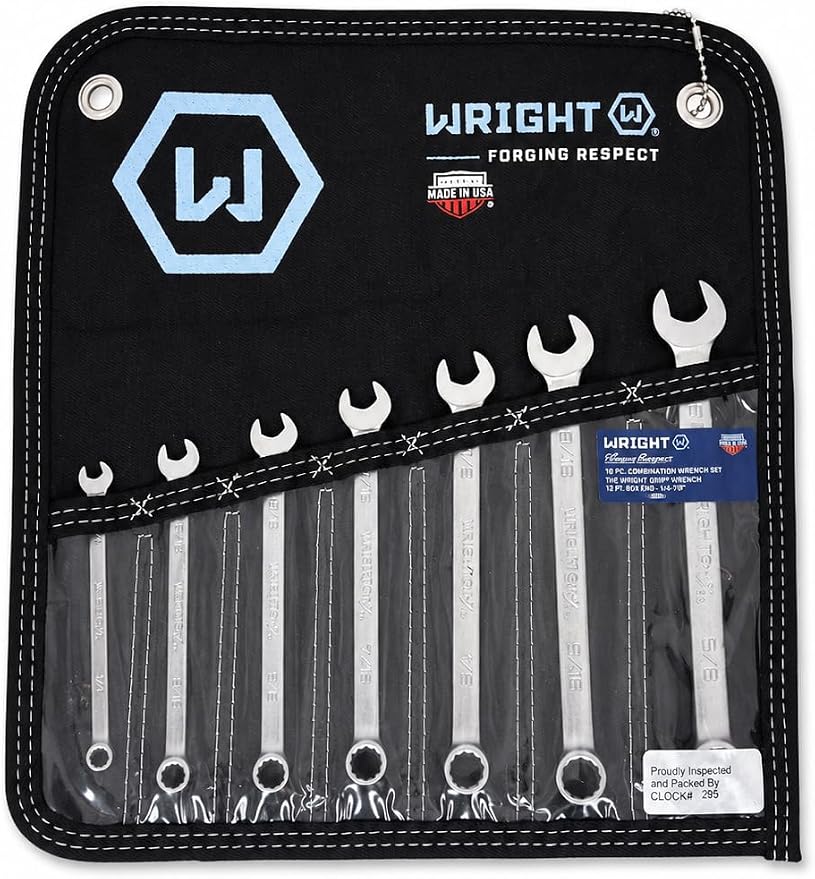 Wright Tool 705 7-Pc 12-Point Combination Wrench Set USA Wright Grip 2.0
