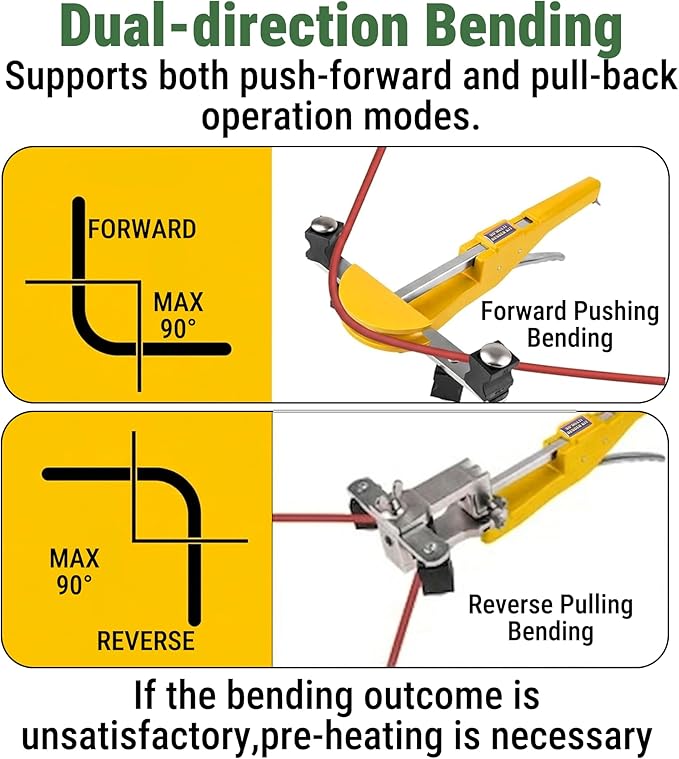 Ratcheting Pipe Tube Bender Set 1/4" to 7/8" O.D., 90° Forward & Reverse Bending Tool W/ 7 Color-Coded Aluminum Heads, Pipe Cutter & Deburring Tool for HVAC, Refrigeration & Plumbing