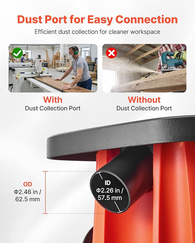 VEVOR Oscillating Spindle Sander, 2400RPM Benchtop Spindle Sander with 6 Sleeves (1/2"-3"), 5/8" Stroke, 15.6" x 11.6" Cast Iron Worktable for Furniture Finishing, Crafts Sanding, DIY Woodworking