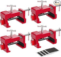 Cabinet Clamps, Cabinet Installation Cabinetry Clamps Face Frame Clamps Tools with Two Side Screws and Alignment Plate, 4 Pack, Red