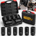 1/2" Drive Weighted Crank Bolt Socket Set, 17MM, 19MM, 21MM, 22MM, 24MM 27MM, Harmonic Balancer Socket Set, Weighted Deep Impact Socket Set, 3 Times Momentum Power of Standard Impact Socket