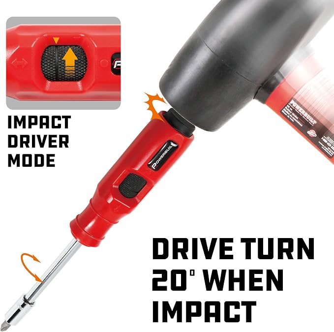 Powerbuilt 1/4" Dr. 20 Pc. Impact Bit Screwdriver and Nut Driver Set, Includes SAE, Metric Sockets, Phillips, Slotted, Star Bits, Adapter- 647768