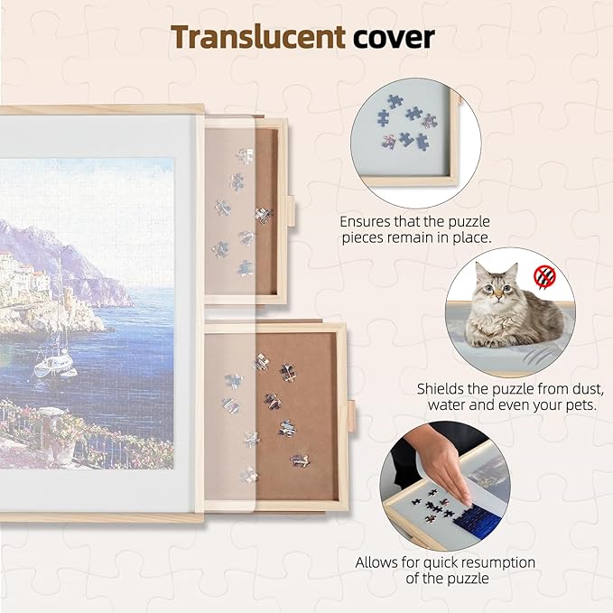 ALL4JIG 1500 Pieces 2-in-1 Tilting&Rotating Puzzle Board for Adults,24.53" x 33.19" Wooden Jigsaw Puzzle Table with 4 Drawers,Portable Board with Lazy Susan and Cover,with a Table Easel-Style Tilt
