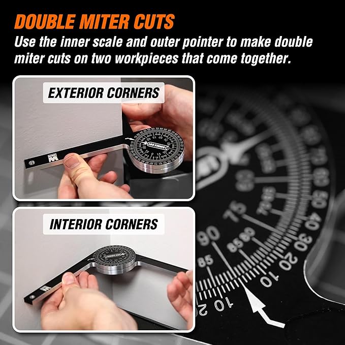 WEN Miter Saw Protractor, 7.25-Inch Aluminum Alloy with Laser-Engraved Scaled (ME175P)