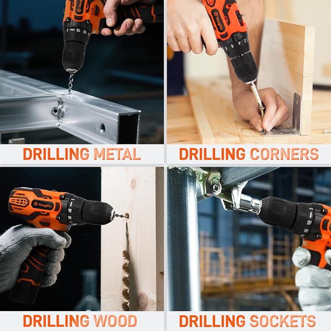 12V Cordless Drill Set, Home Tool Set with Cordless Drill for Men, Power Drill Box with 195 Pieces Household Hand Tools for Office (with 2.0Ah Battery & Charger)